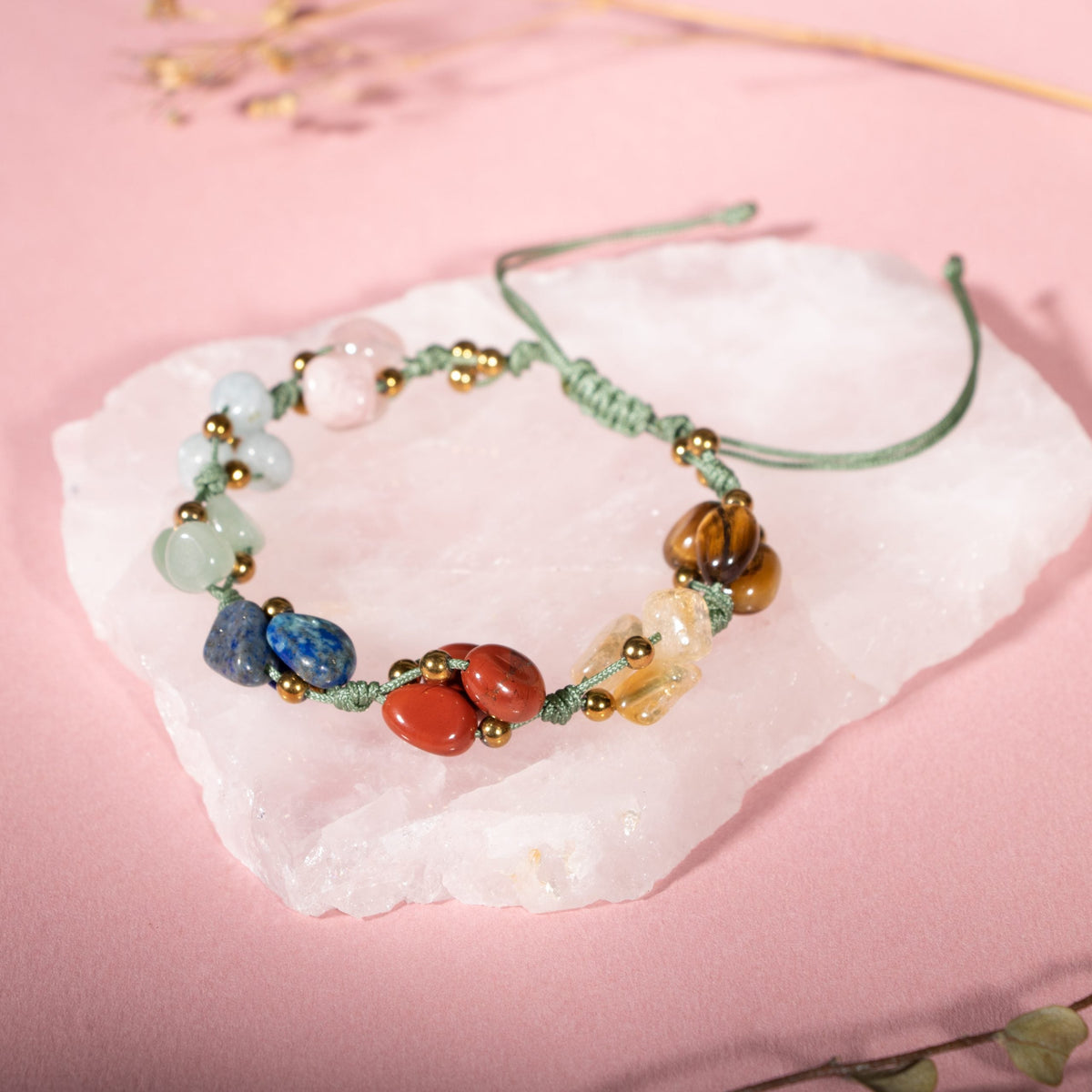 Çakra Bileklik BL-1293 Akuamarin, Jasper, Kaplan Gözü, Lapis, Pembe Kuvars, Sitrin
