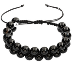 Siyah Göz Akik 8mm Çift Sıra Makrome Doğal Taş Bileklik