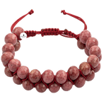 Pembe Jasper 8mm Çift Sıra Makrome Doğal Taş Bileklik