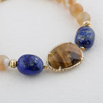 Sedef-Lapis Lazuli-Kaplan Gözü Doğal Taş Bileklik
