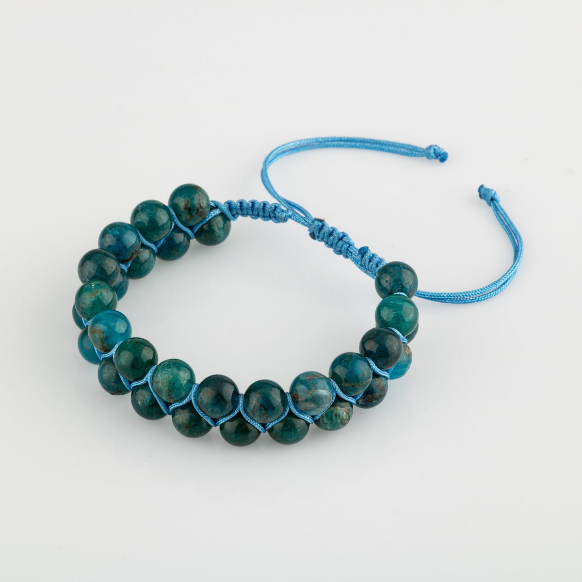 Mavi Apatit 8mm Çift Sıra Makrome Doğal Taş Bileklik