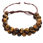 Kaplan Gözü 8mm Çift Sıra Makrome Doğal Taş Bileklik