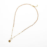 İnci Doğal Taş Gümüş Çiçekli Kolye