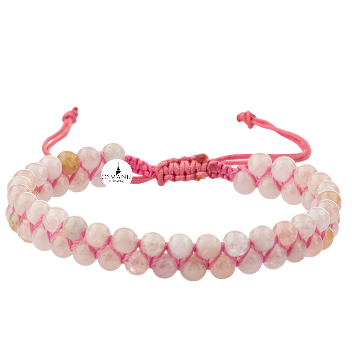 Morganit 4mm Çift Sıra Doğal Taş Bileklik