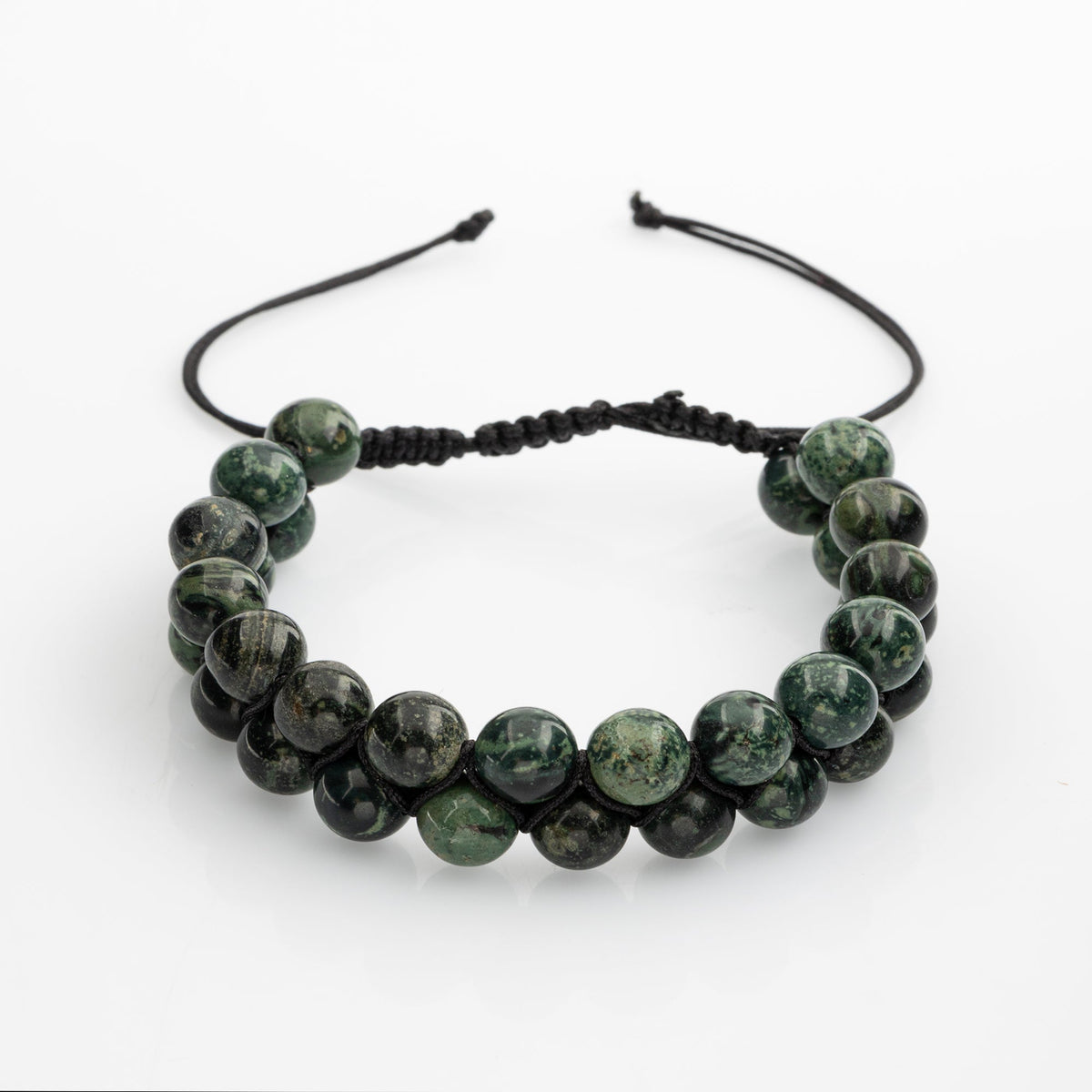 Yeşil Kanbaba Jasper 8mm Çift Sıra Makrome Doğal Taş Bileklik