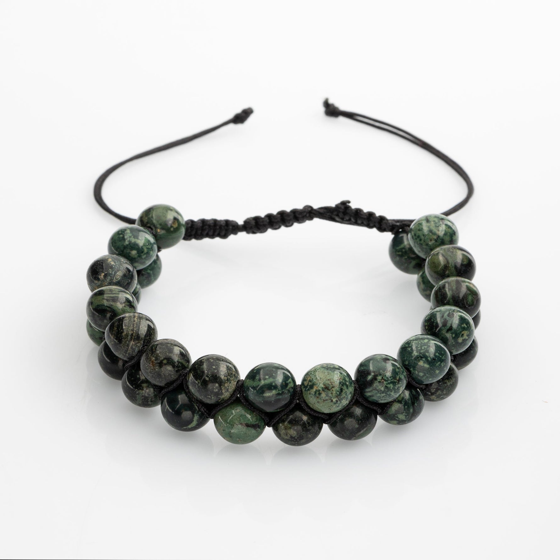 Yeşil Kanbaba Jasper 8mm Çift Sıra Makrome Doğal Taş Bileklik