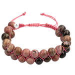 Rodonit 8mm Çift Sıra Makrome Doğal Taş Bileklik