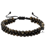 Obsidyen 3-4mm Çift Sıra Doğal Taş Bileklik