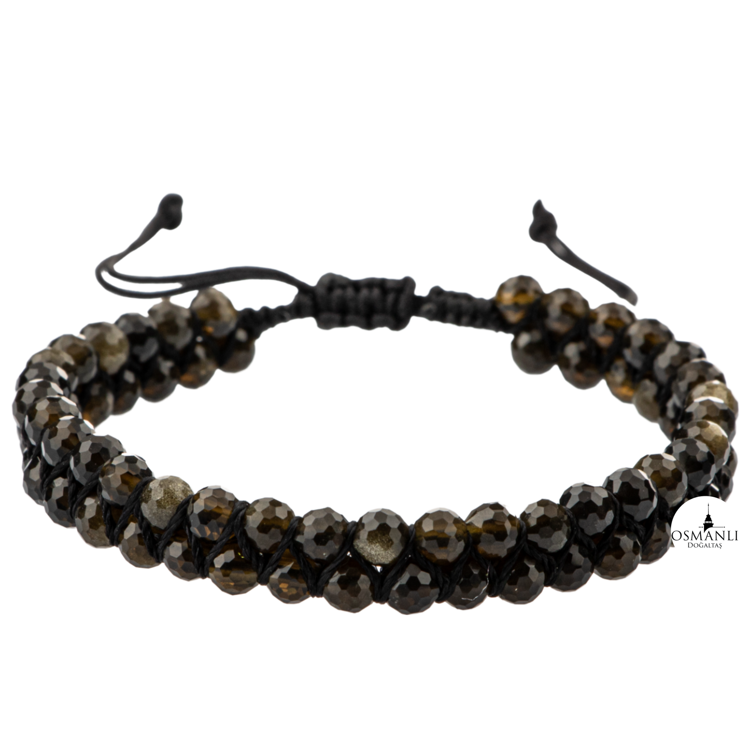 Obsidyen 3-4mm Çift Sıra Doğal Taş Bileklik