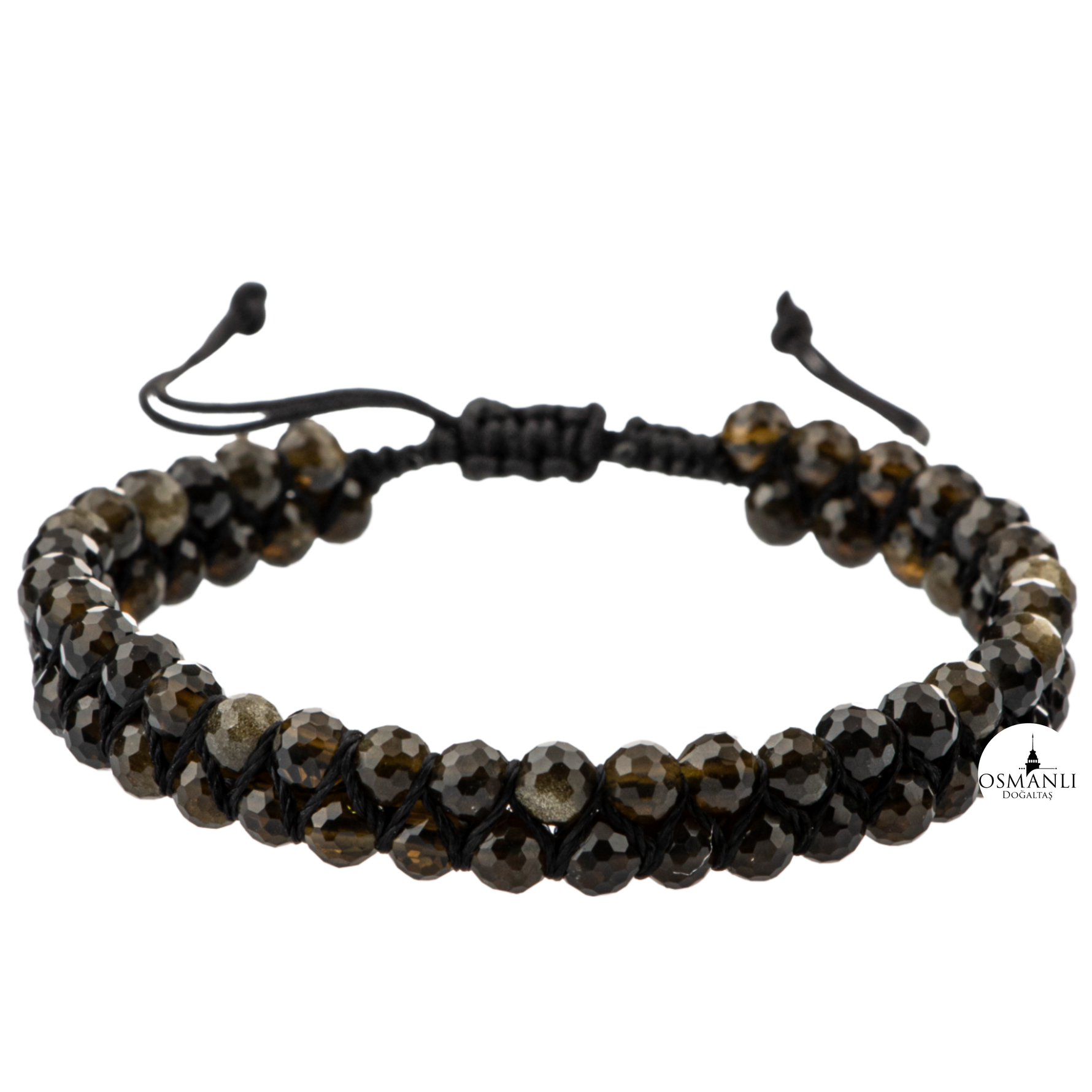 Obsidyen 3-4mm Çift Sıra Doğal Taş Bileklik