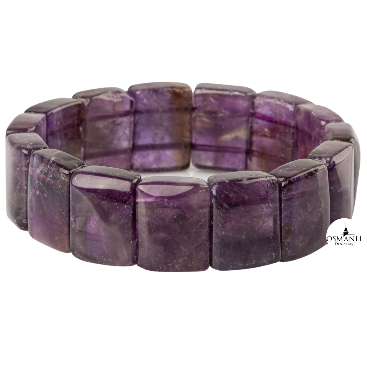 Ametist Doğal Taş Kare Kesim Geniş Kesim Bileklik