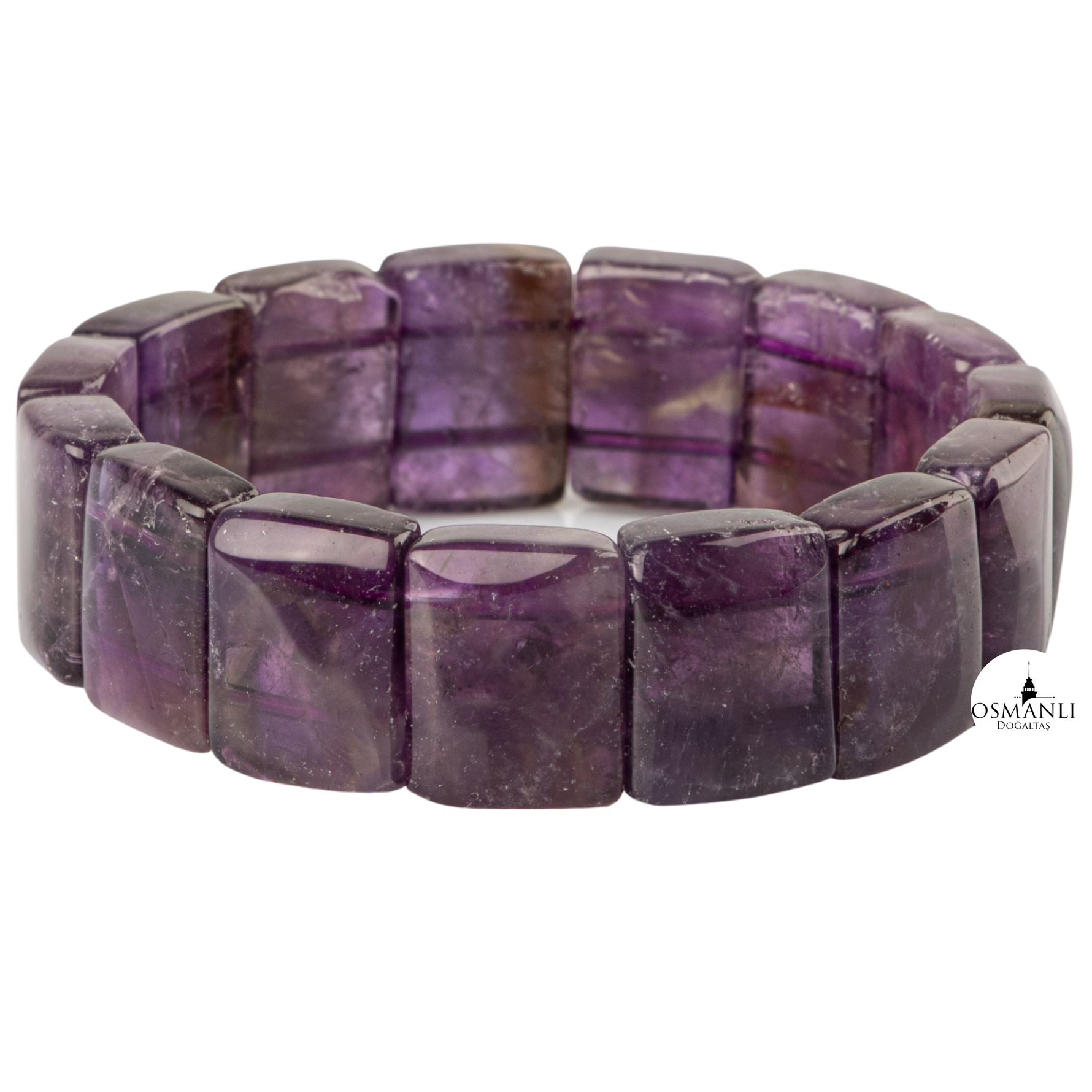 Ametist Doğal Taş Kare Kesim Geniş Kesim Bileklik