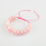 Pembe Kuvars (Gül Kuvars) 8mm Çift Sıra Makrome Doğal Taş Bileklik