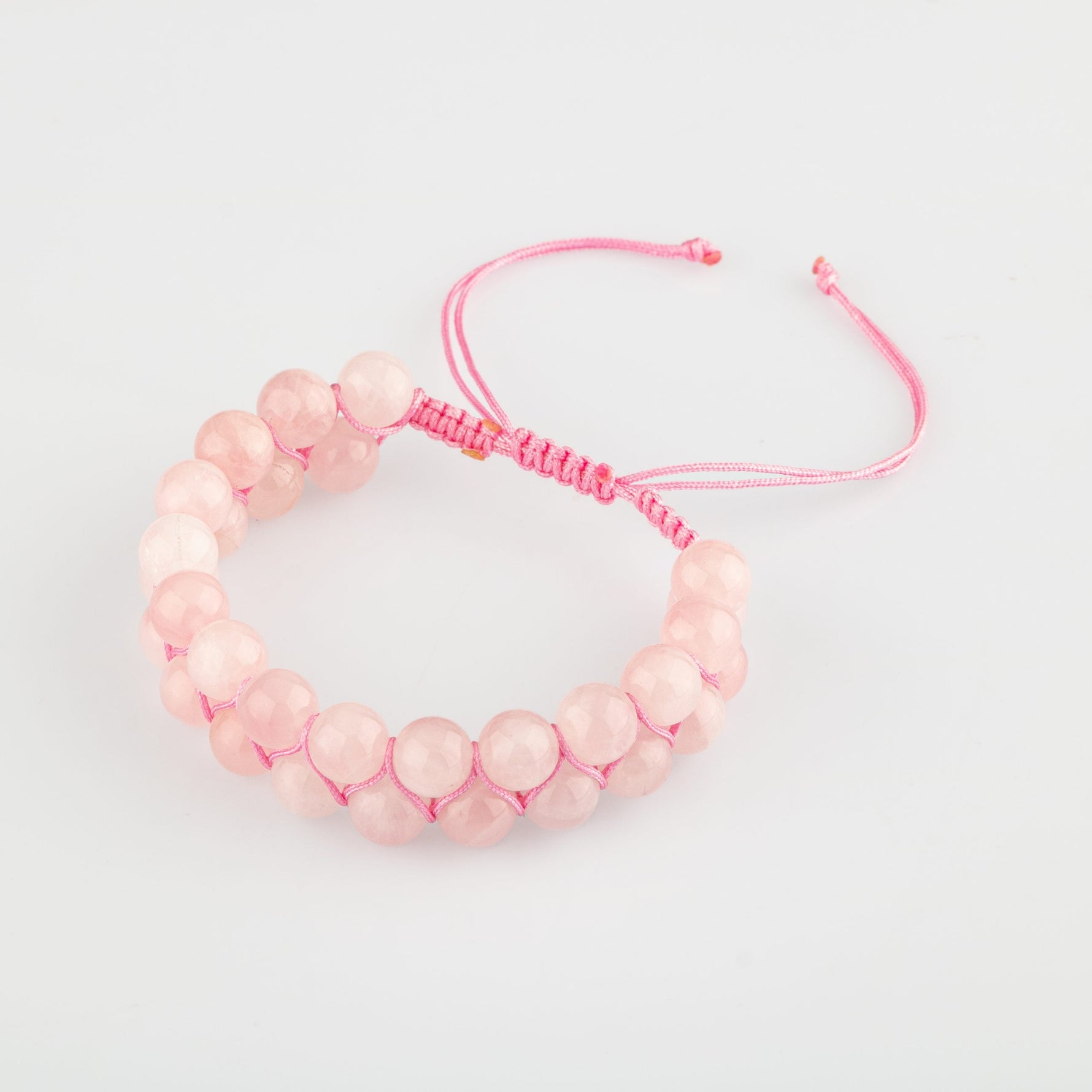 Pembe Kuvars (Gül Kuvars) 8mm Çift Sıra Makrome Doğal Taş Bileklik
