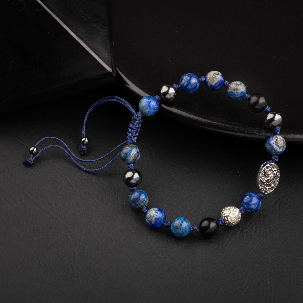 Lapis Lazuli Doğal Taş Tasarım Gümüş Bileklik- 20-21cm