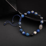 Lapis Lazuli Doğal Taş Tasarım Gümüş Bileklik- 20-21cm