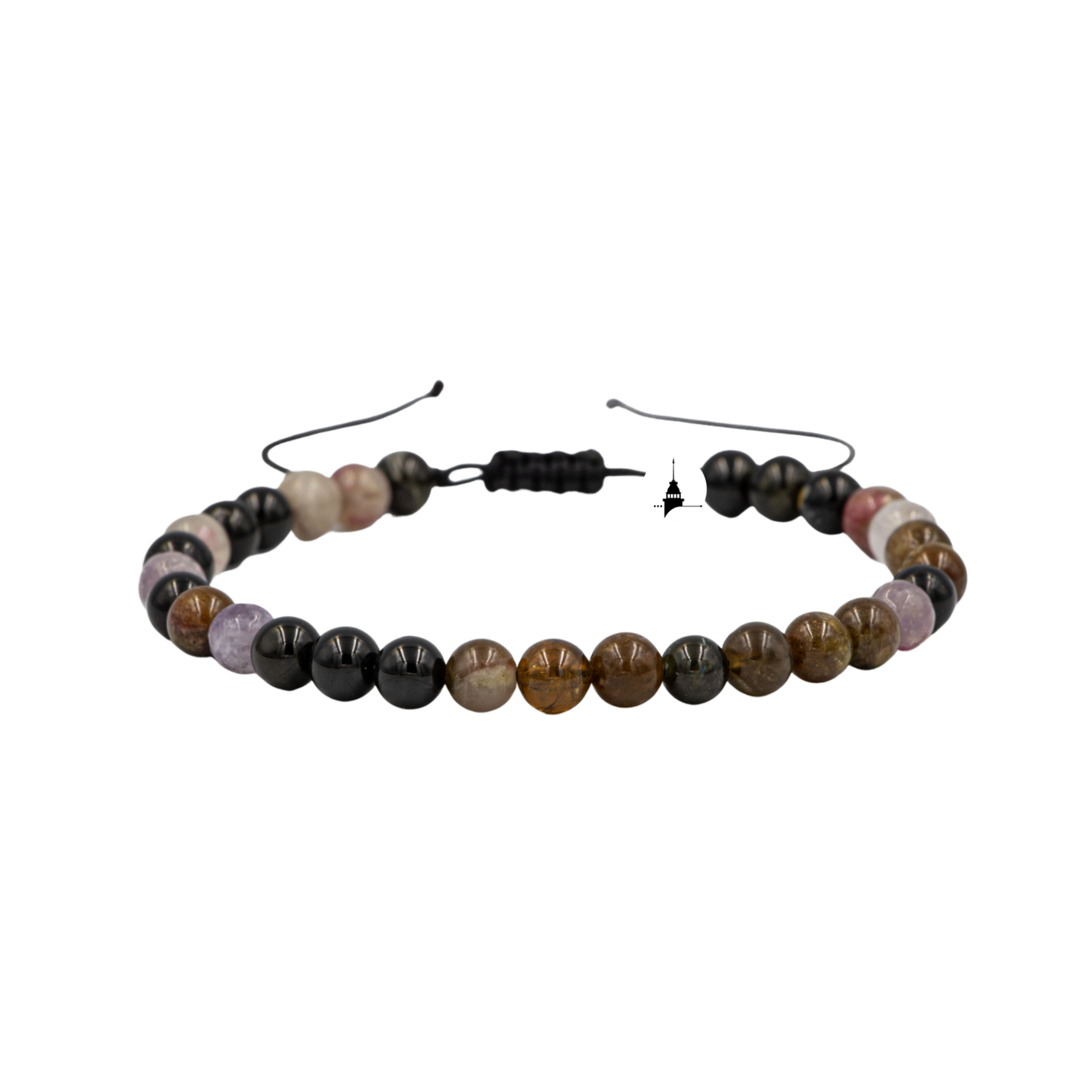 Renkli Turmalin 6mm Merdiven Kapama Doğal Taş Bileklik