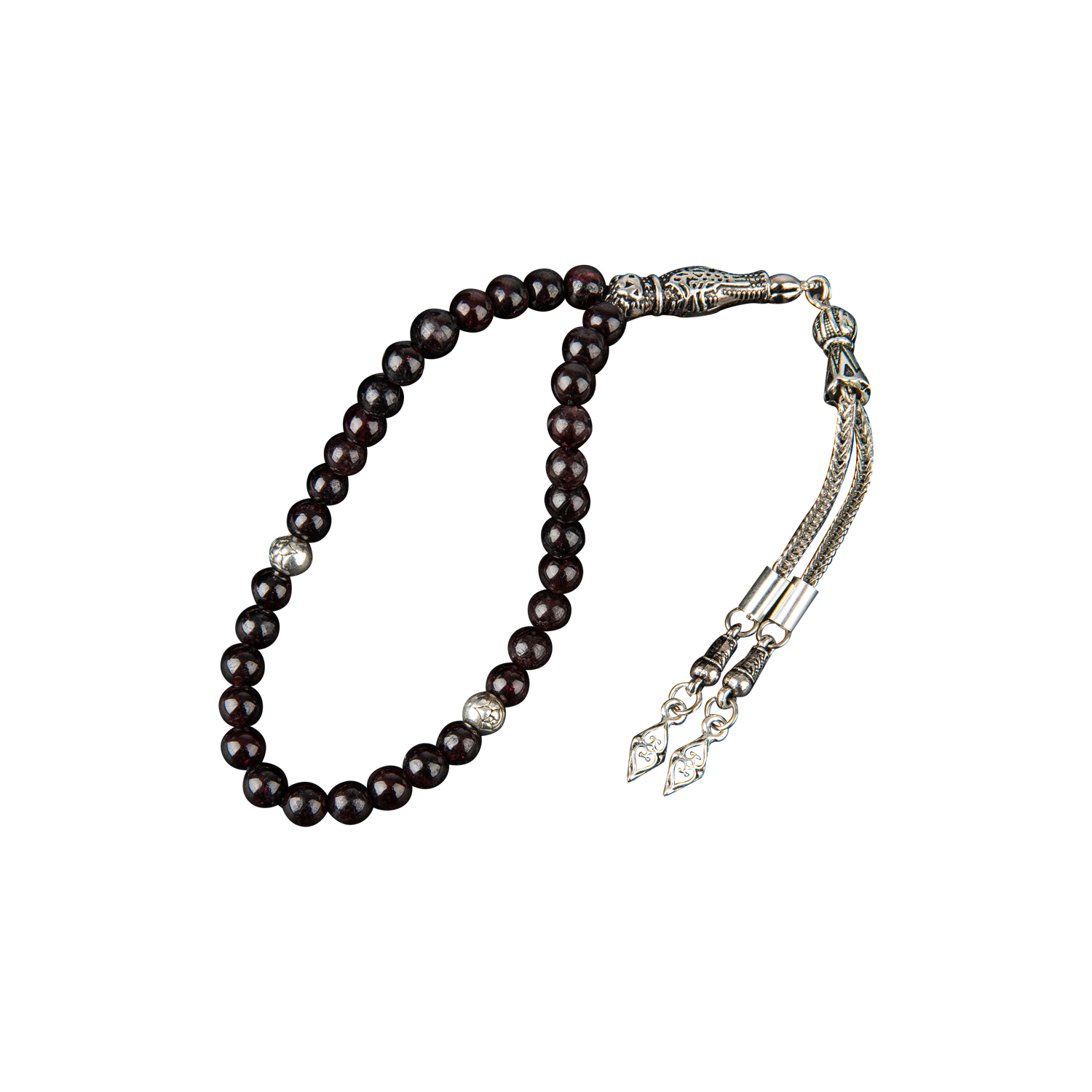 Bordo Granat Lal Doğal Taş Tesbih 33lük - 6mm