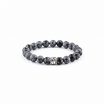 Orijinal & Sertifikalı Unisex Denge Huzur Pozitif Enerji Karlı Obsidyen Doğal Taş Bileklik 8 mm - beyaz fon