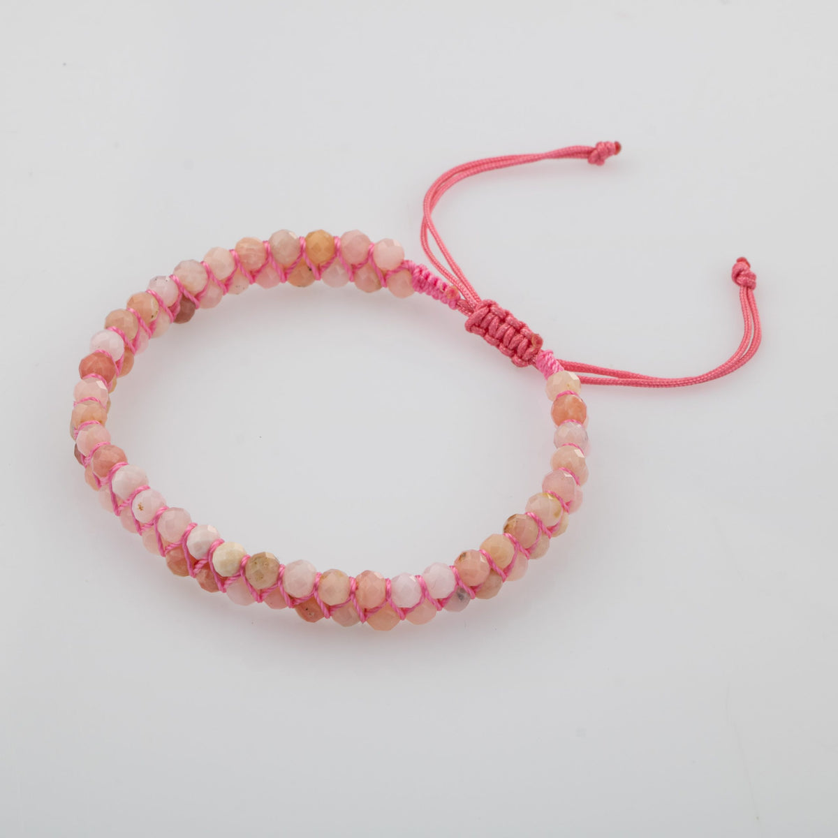 Opal Pembe 3-4mm Çift Sıra Doğal Taş Bileklik