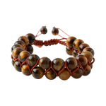 Kaplan Gözü 8mm Çift Sıra Makrome Doğal Taş Bileklik