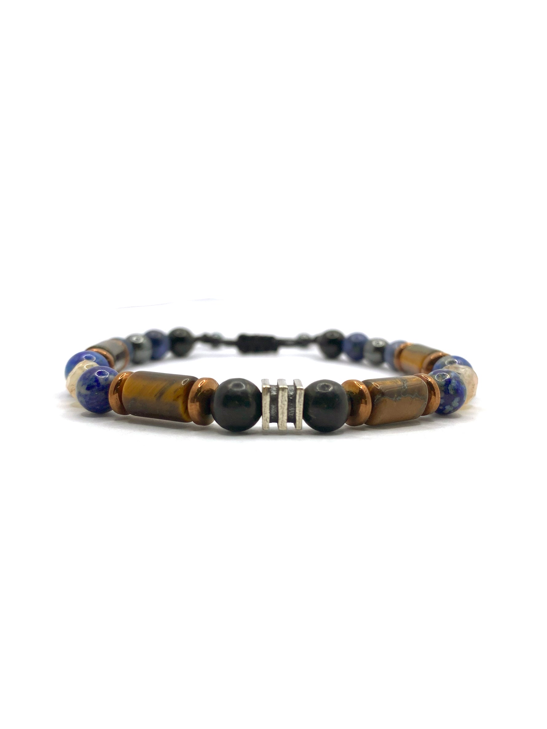 Erkek Başarı Kariyer Cesaret Bilekliği Shungite (Şungit) - Sodalit - Hematit - Lapis - Dumortierit - Kaplan Gözü - Sitrin