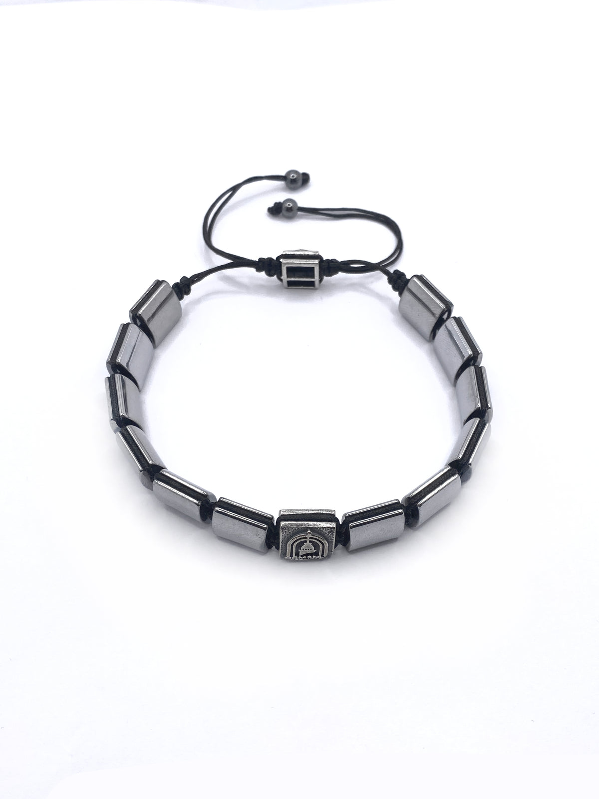 Erkek Bilekliği Hematit Gümüş Kaplama Doğal Taş Parlak Model Orijinal Hakiki Sertifikalı Bileklik