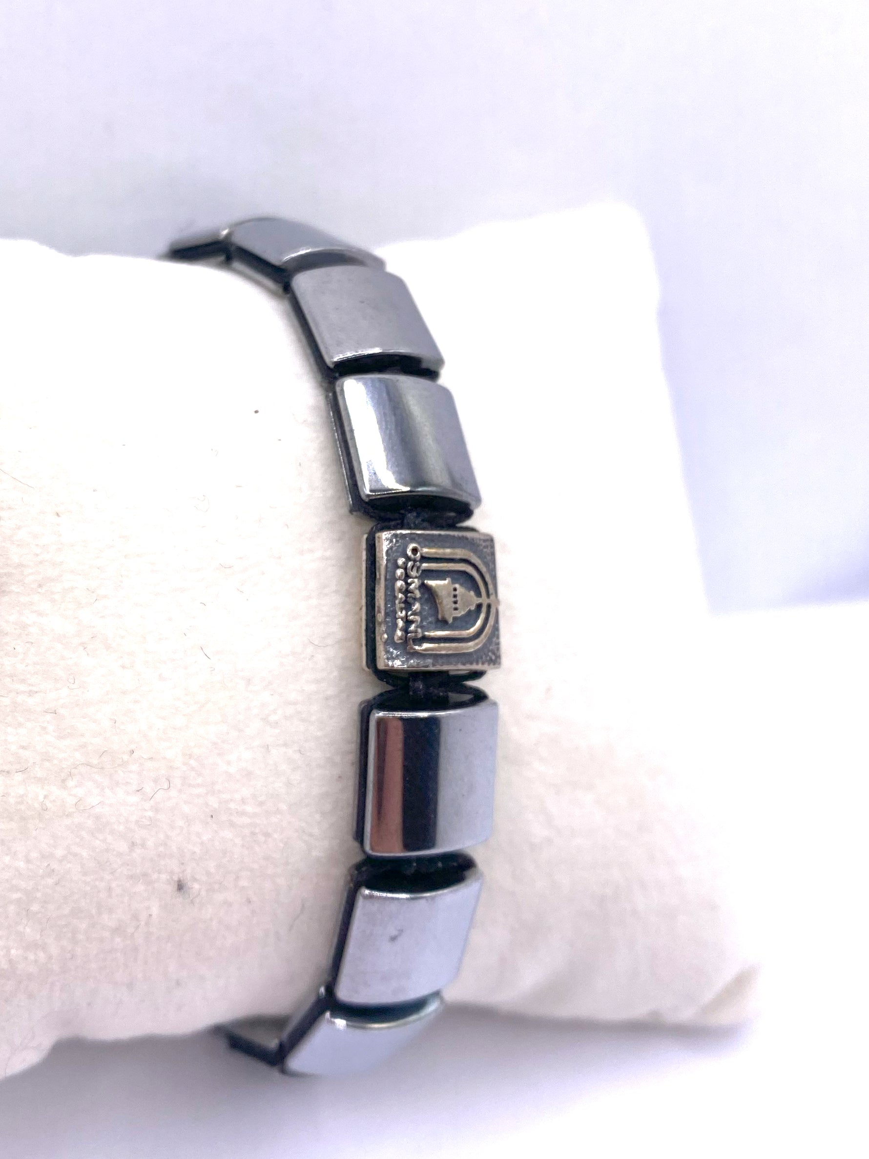 Erkek Bilekliği Hematit Gümüş Kaplama Doğal Taş Parlak Model Orijinal Hakiki Sertifikalı Bileklik