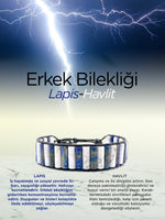 Erkek Bilekliği Lapis-Havlit Doğal Taş Hakiki Orijinal Sertifikalı Bileklik