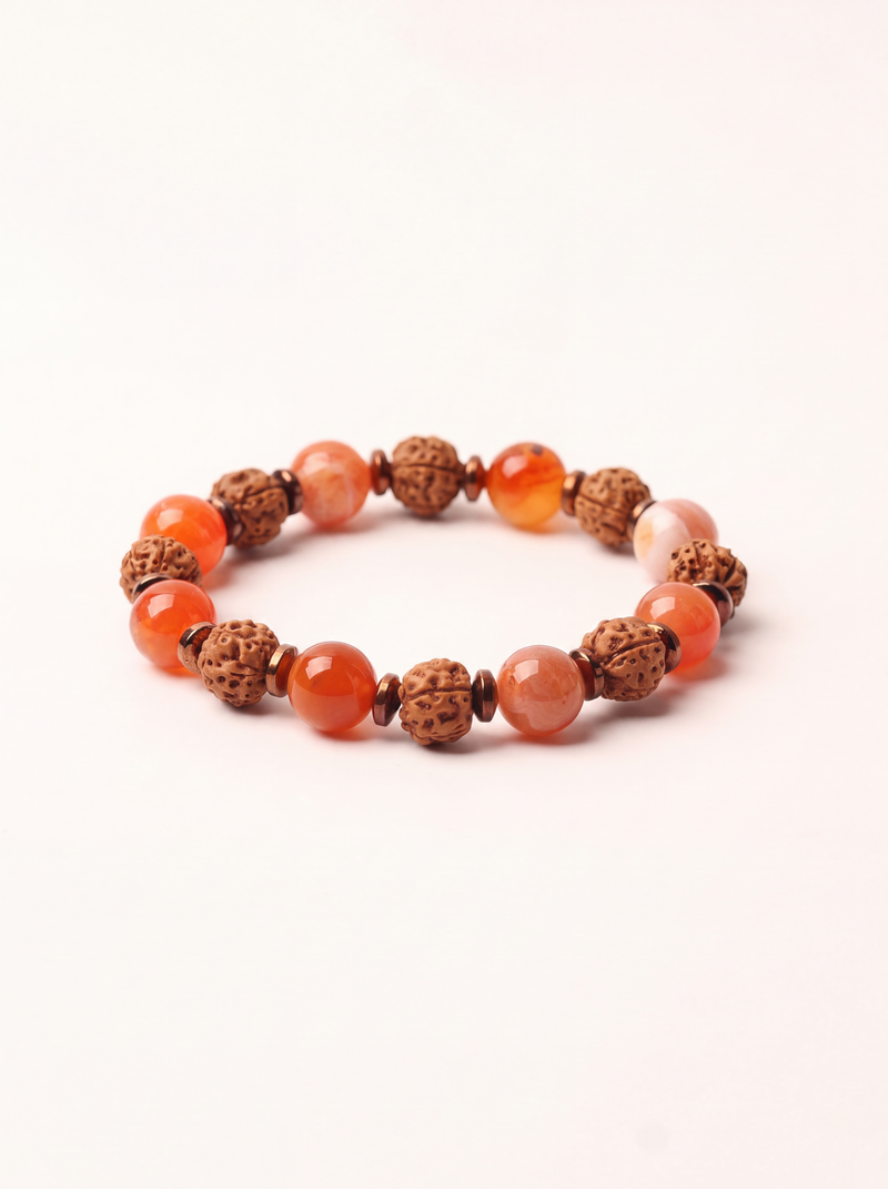 Akik - Rudraksha - Hematit Doğal Taş Bileklik 10 mm