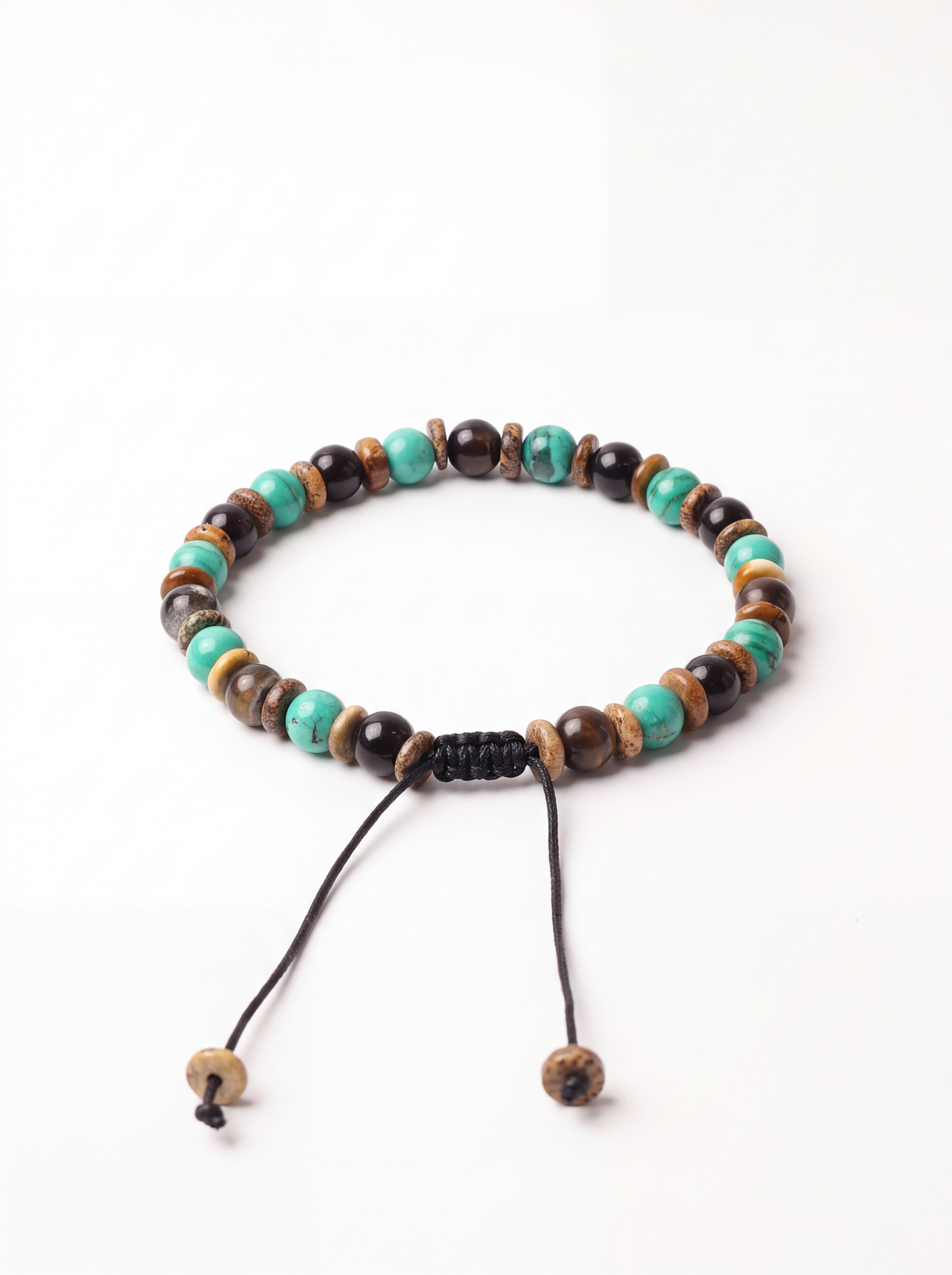 Malakit - Obsidyen- Jasper Doğal Taş Makrome Bileklik 6 mm