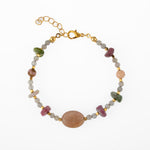 Labradorit-Renkli Turmalin-Güneş Taşı-Pembe Opal Doğal Taş Bileklik
