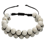 Ay Taşı 8mm Çift Sıra Makrome Doğal Taş Bileklik