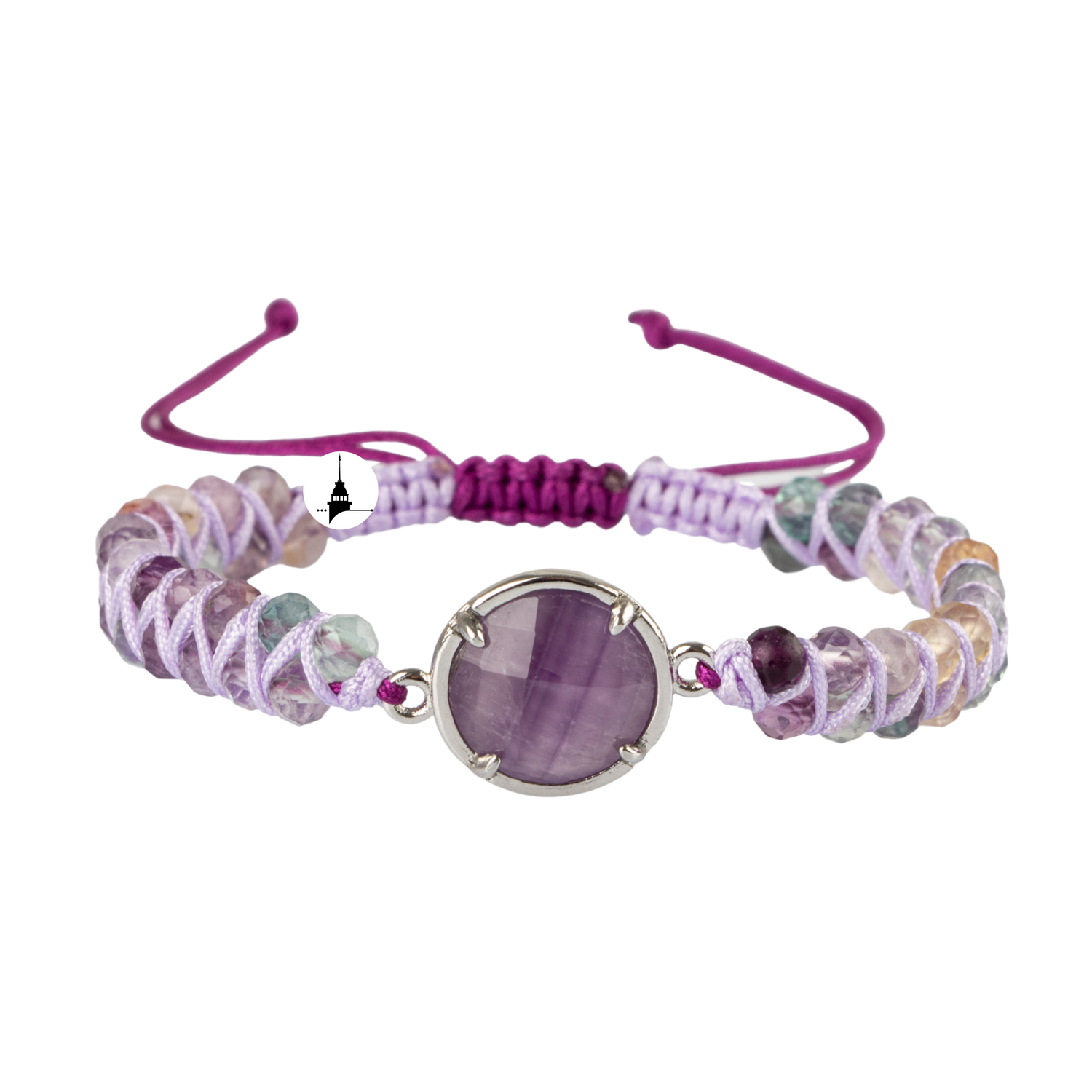 Mor Florit-Ametist Doğal Taş Makrome Bileklik