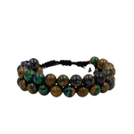 Azurit Malakit 8mm Çift Sıra Makrome Doğal Taş Bileklik