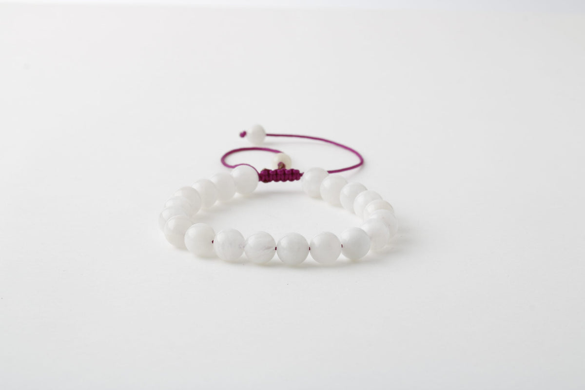 Ay Taşı 8mm Merdiven Kapama Doğal Taş Bileklik