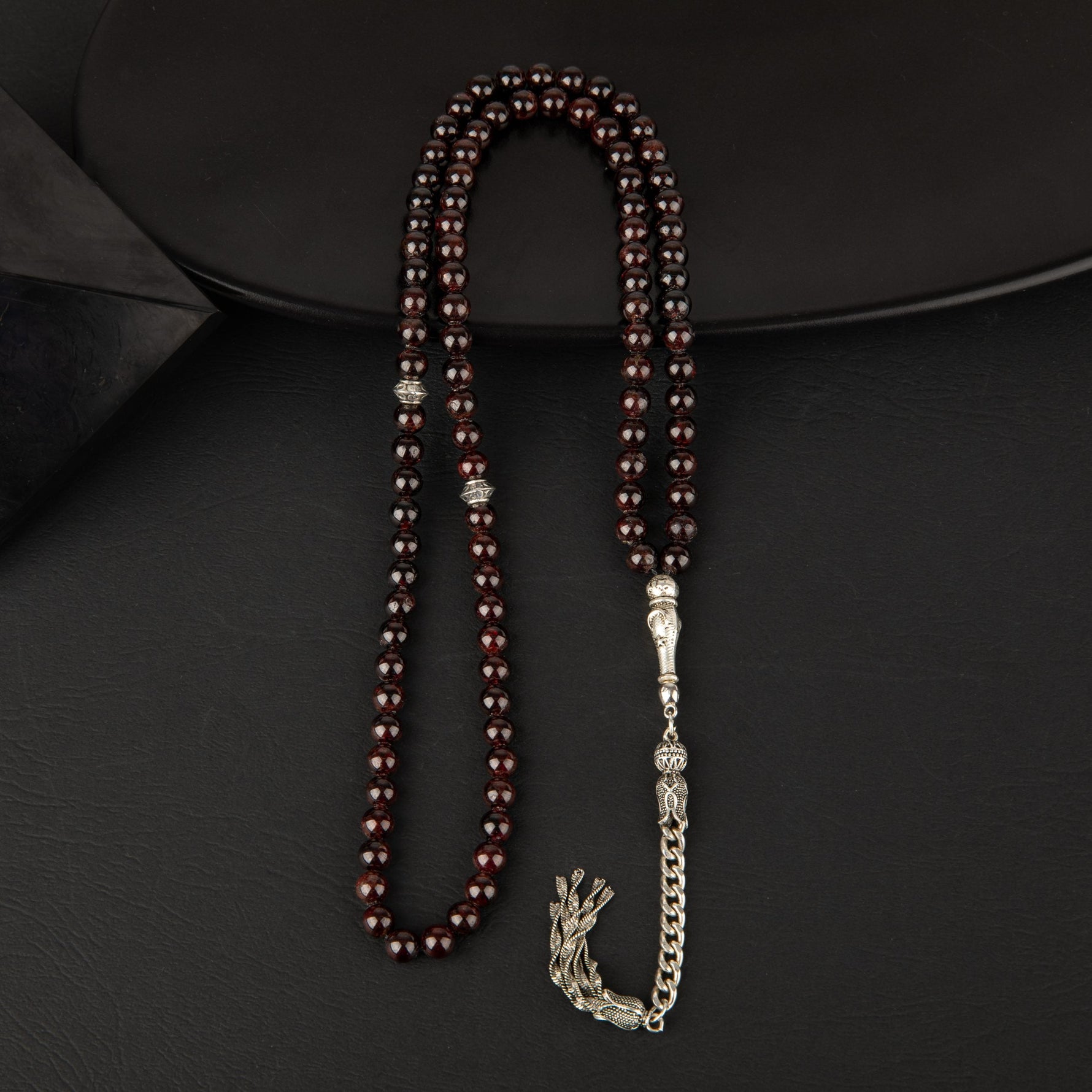 Bordo Granat Lal Doğal Taş Tesbih 99luk - 6mm