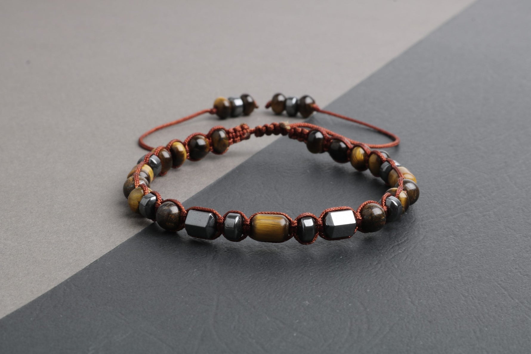 Egemen Kaplan Gözü-Hematit-Azurit Doğal Taş Erkek Bileklik