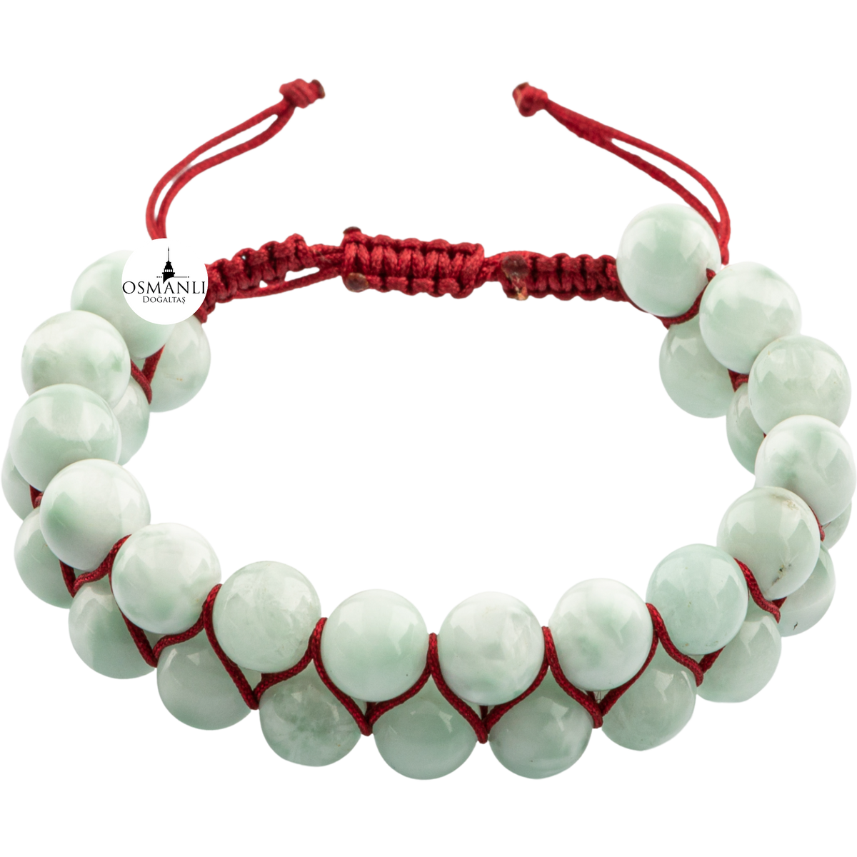 Yeşil Larimar 8mm Çift Sıra Makrome Doğal Taş Bileklik