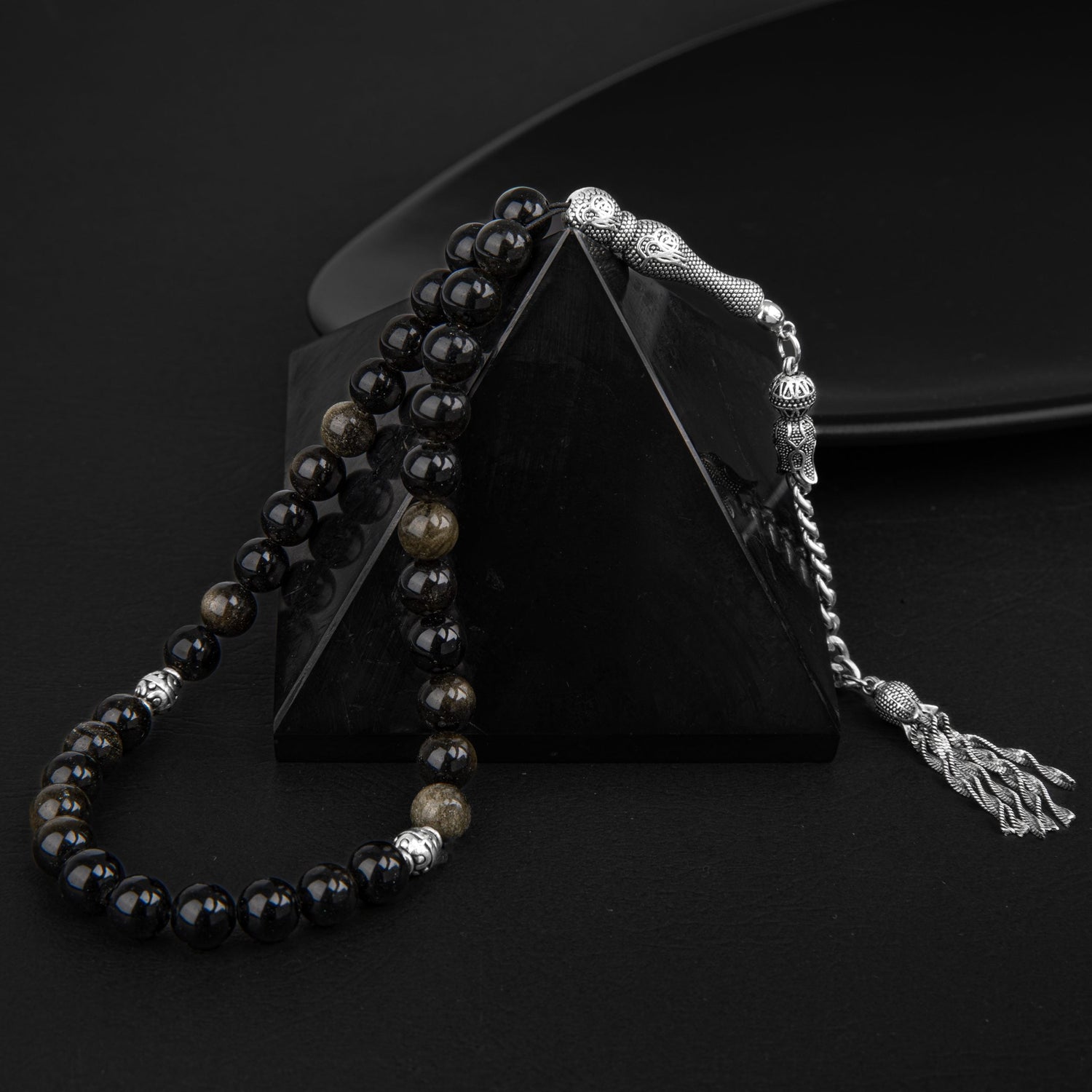 Golden Obsidyen Doğal Taş Tesbih 33lük - 8mm