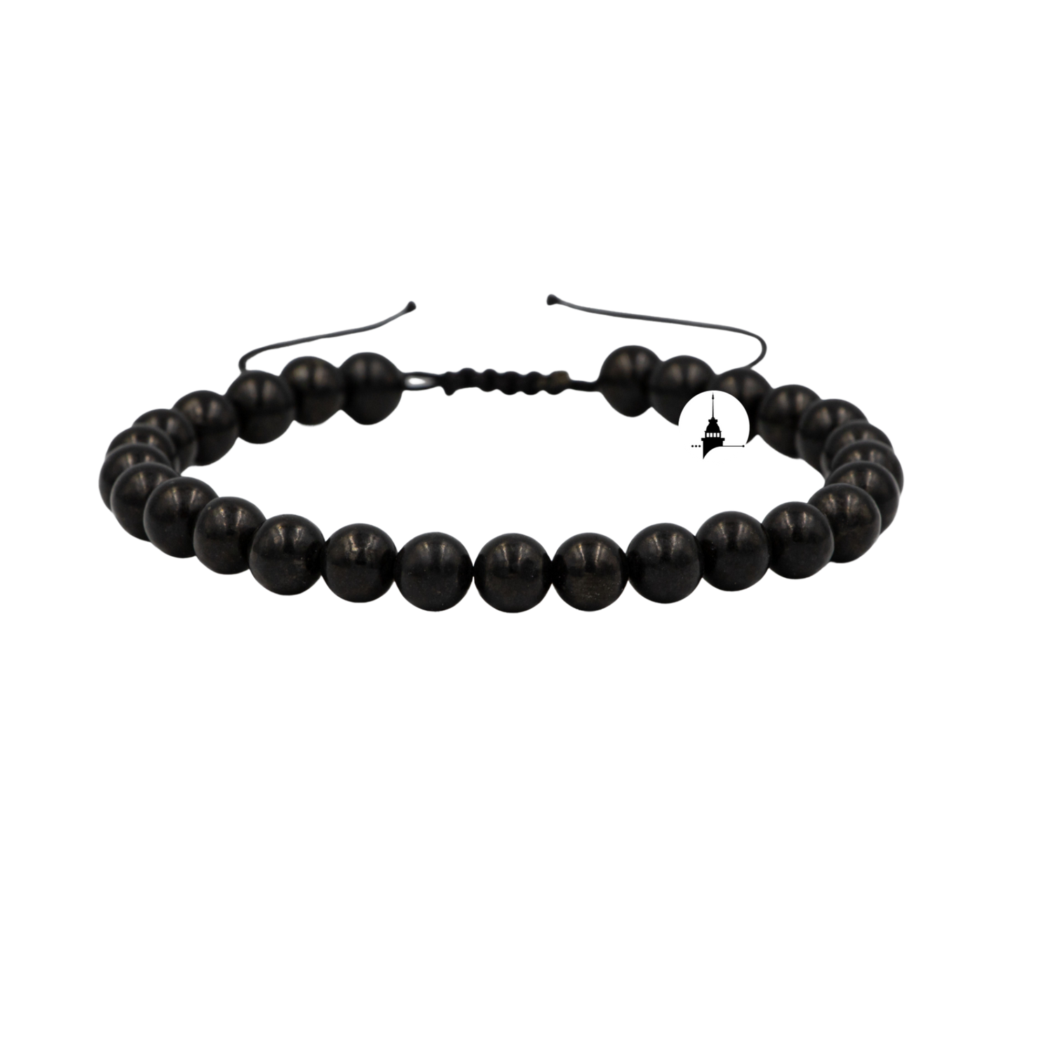 Şungit 6mm Merdiven Kapama Doğal Taş Bileklik