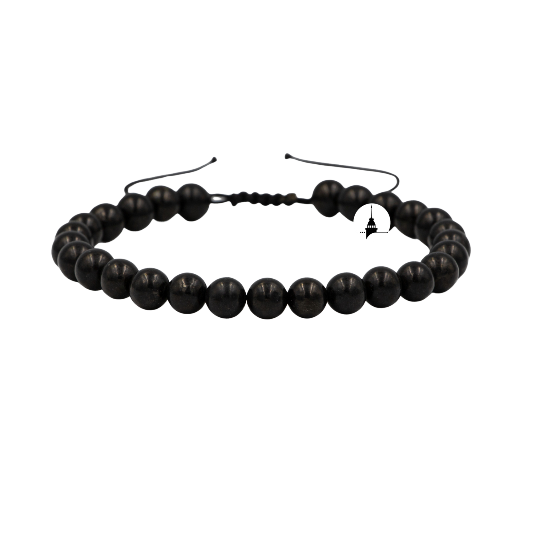 Şungit 6mm Merdiven Kapama Doğal Taş Bileklik