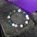 Balık Burcu Bileklik Ametist, Ay Taşı, Mavi Apatit, Pembe Kuvars, Yeşim