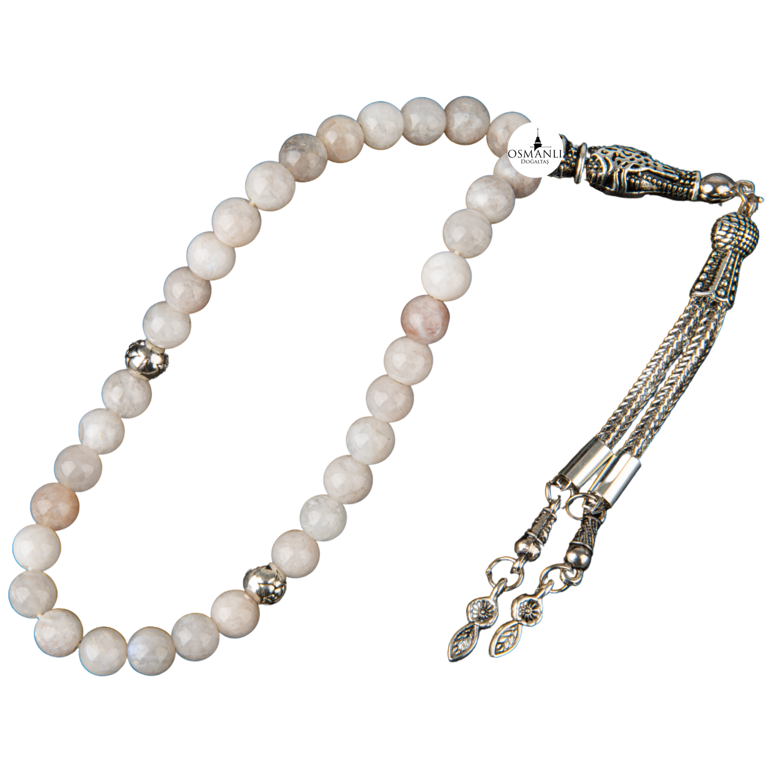 Ay Taşı Doğal Taş Tesbih 33lük - 6mm