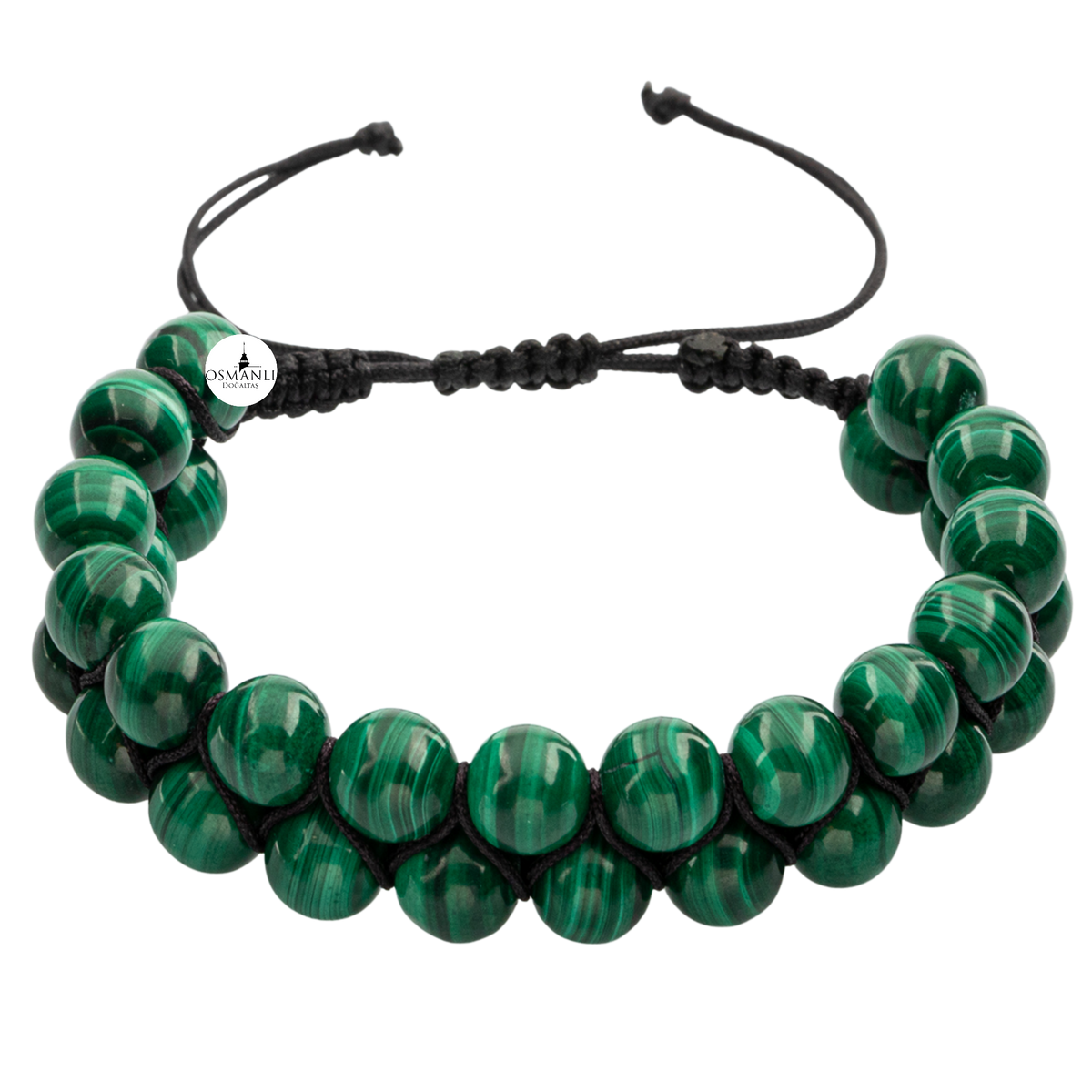Malakit 8mm Çift Sıra Makrome Doğal Taş Bileklik