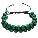 Malakit 8mm Çift Sıra Makrome Doğal Taş Bileklik