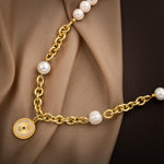 Lapis Lazuli Taşlı İnci Doğal Taş Gümüş Doc Zincir Tasarım Kolye