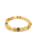 Hakiki Doğal Sertifikalı Sitrin Doğal Taş Bileklik Zirkon Aparatlı 8mm