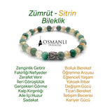 Hakiki Doğal Sertifikalı Zümrüt - Sitrin Doğal Taş Gümüş Aparatlı Misinalı Bileklik Fasetli 6mm
