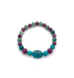 Hakiki Doğal Sertifikalı Zümrüt - Yakut - Turkuaz (Firuze) Doğal Taş Misinalı Bileklik Fasetli 6mm